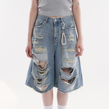 Anaheim distressed bermuda denim pants